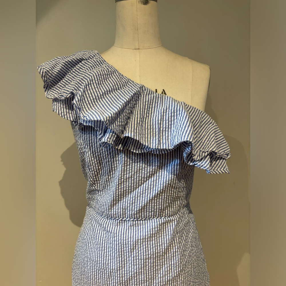 one shoulder J Crew mini dress ruffle